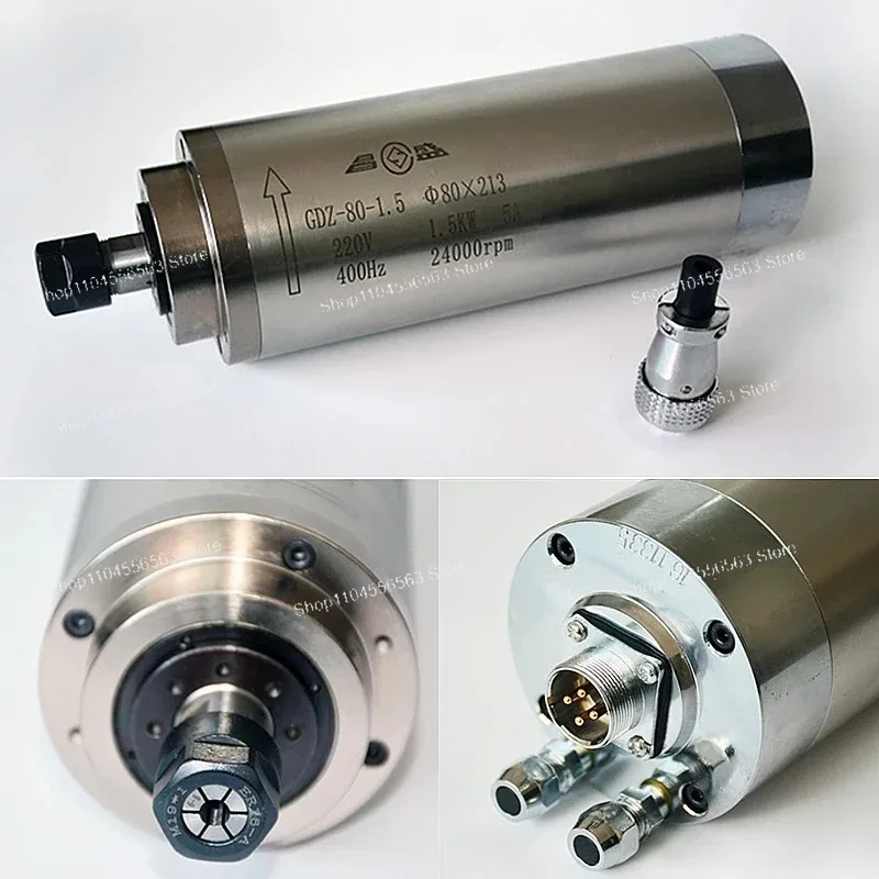 220V Water Cooling Spindle Motor, 800W/1.5KW/2.2KW Multi-Power Optional, 4-Bearing for Milling, Engraving & Drilling view 3