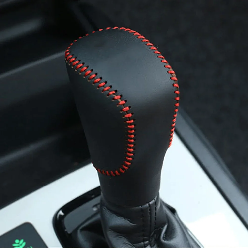 Genuine Leather Car Gear Shift Collars for Honda Fit City 2020 2021 AT Hand Brake Protection Cover Gear Head Knob Covers