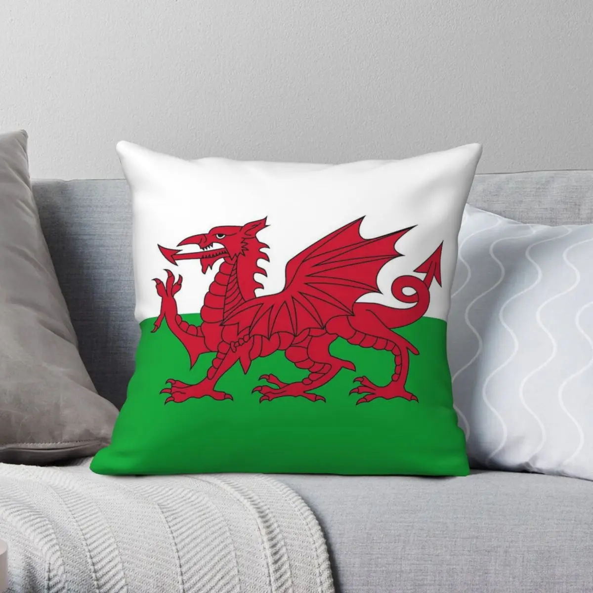 

Flag Of Wales Welsh Square Pillowcase Polyester Linen Velvet Printed Zip Decor Pillow Case Car Cushion Cover 18"