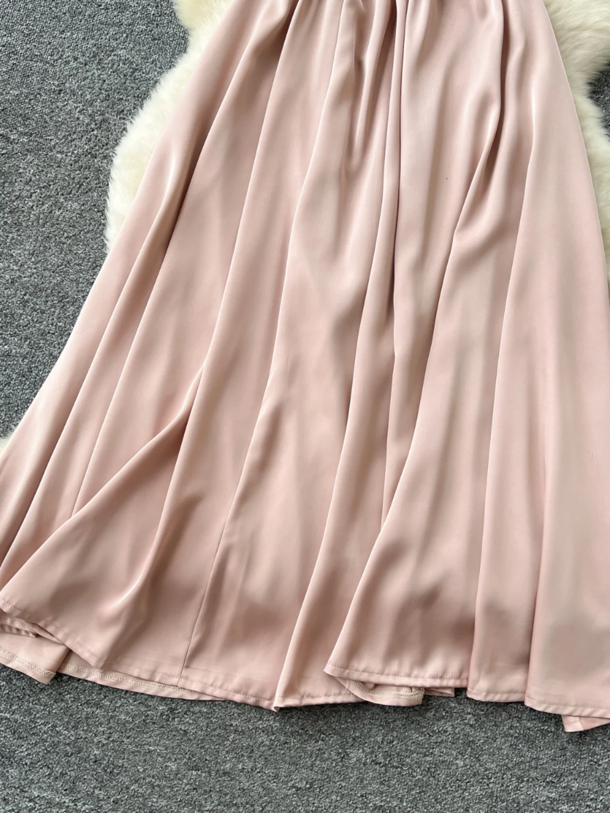 Ele Abito con cinturino a pieghe Abito estivo da donna dimagrante in raso Dr Vita alta A-Line ort Sve Midi Dr