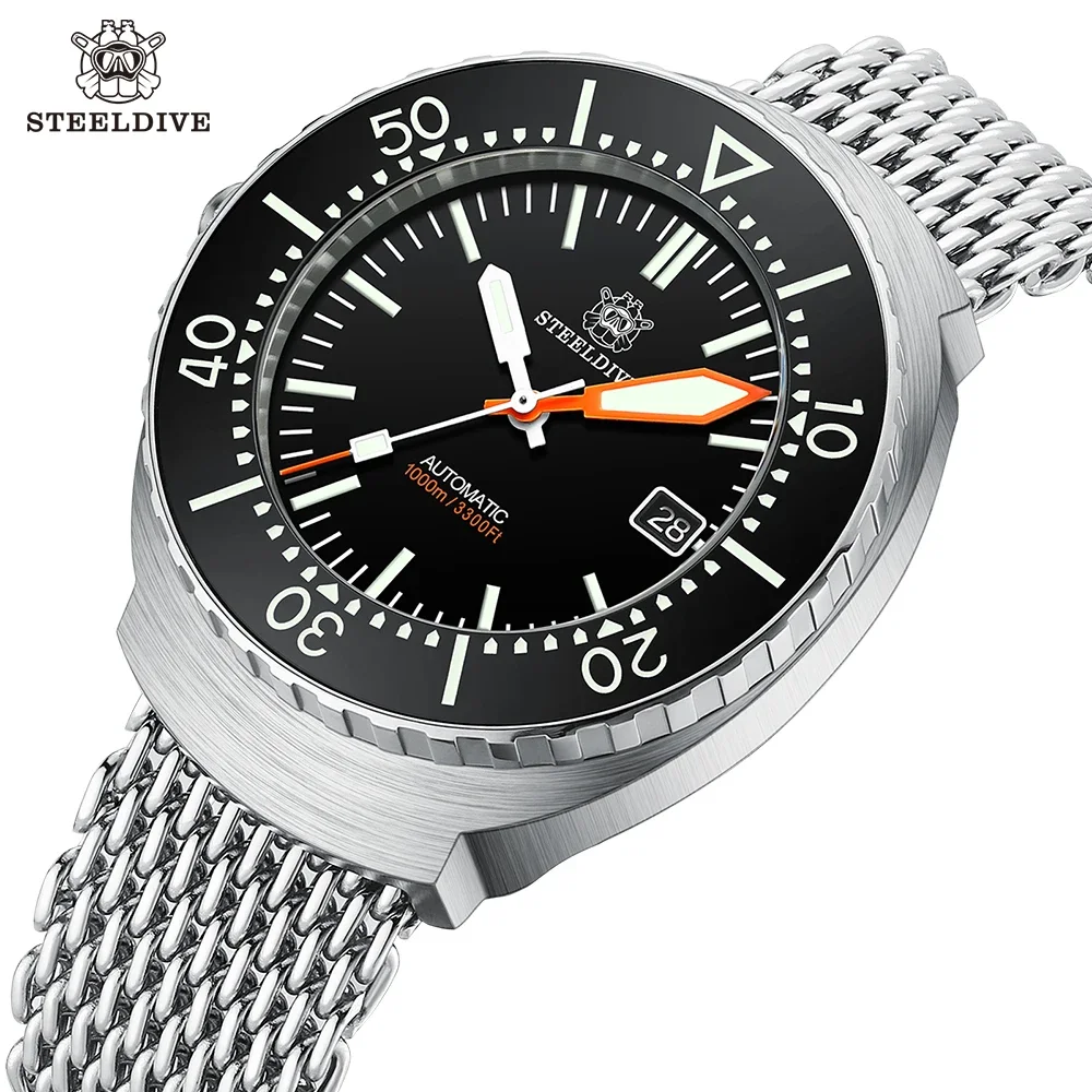 STEELDIVE SD1980 New Arrival 45MM Big Size One-piece Case 1000M Waterproof Ceramic Bezel NH35 Automatic Movement Dive Watch