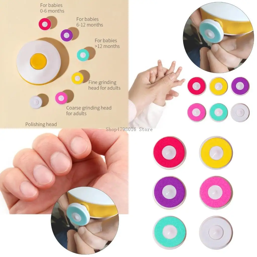 

6-Color Electric Filing Heads for Gentle Nails Polishing Newborns Nails File Pad