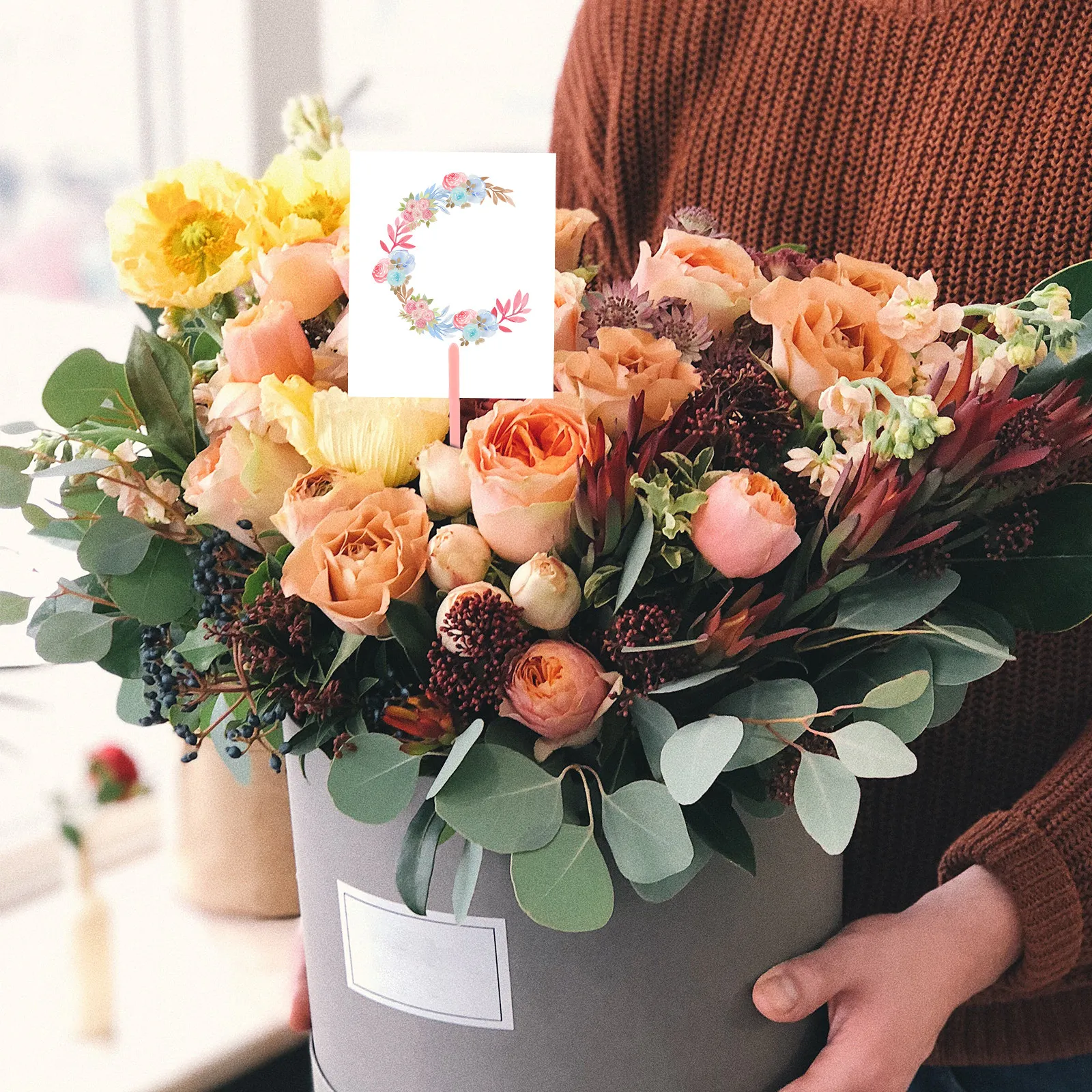 

50Pcs Bouquet Card Holders Floral Picks Stable Plastic Flower Arrangement Accessories Wedding Party Photo Picture Holder