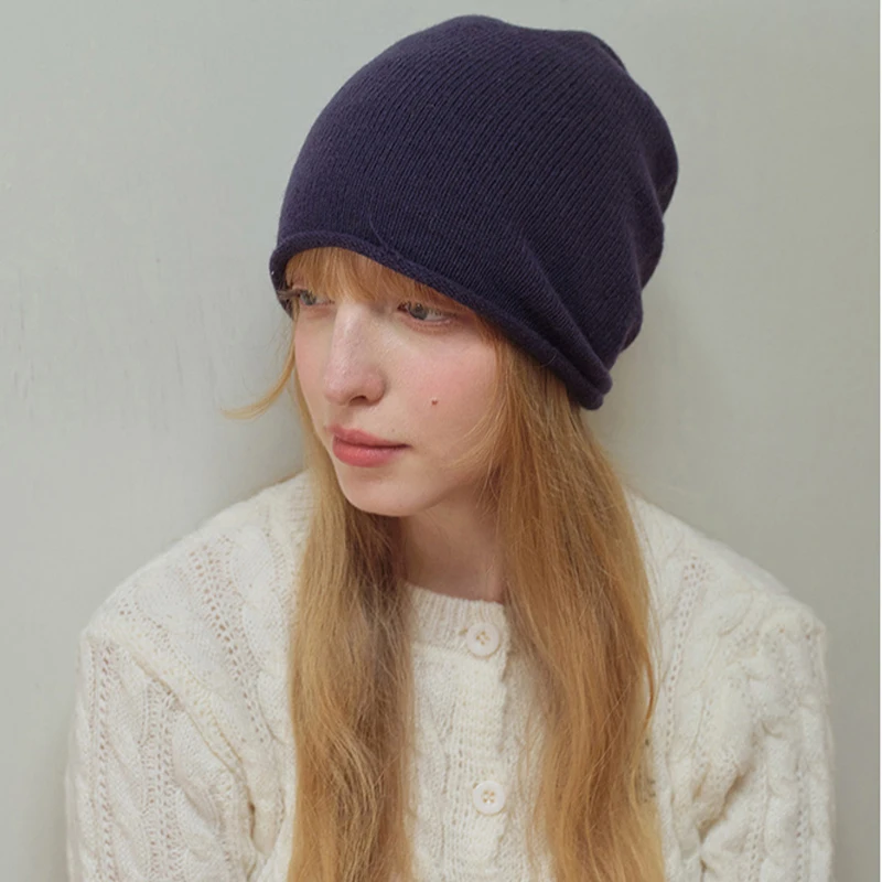 نساء موضة محبوك 100% قبعة صغيرة من الصوف قبعات الفتيات موضة بسيطة دافئة Skullies Beanies الصلبة الشتاء الباردة برهان قبعة قبعة #4