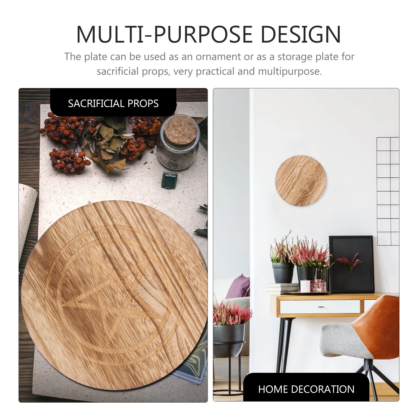 

Altar Wooden Tray Pentacle Pattern Plate Versatile Storage and Ornament for Special Occasions Material