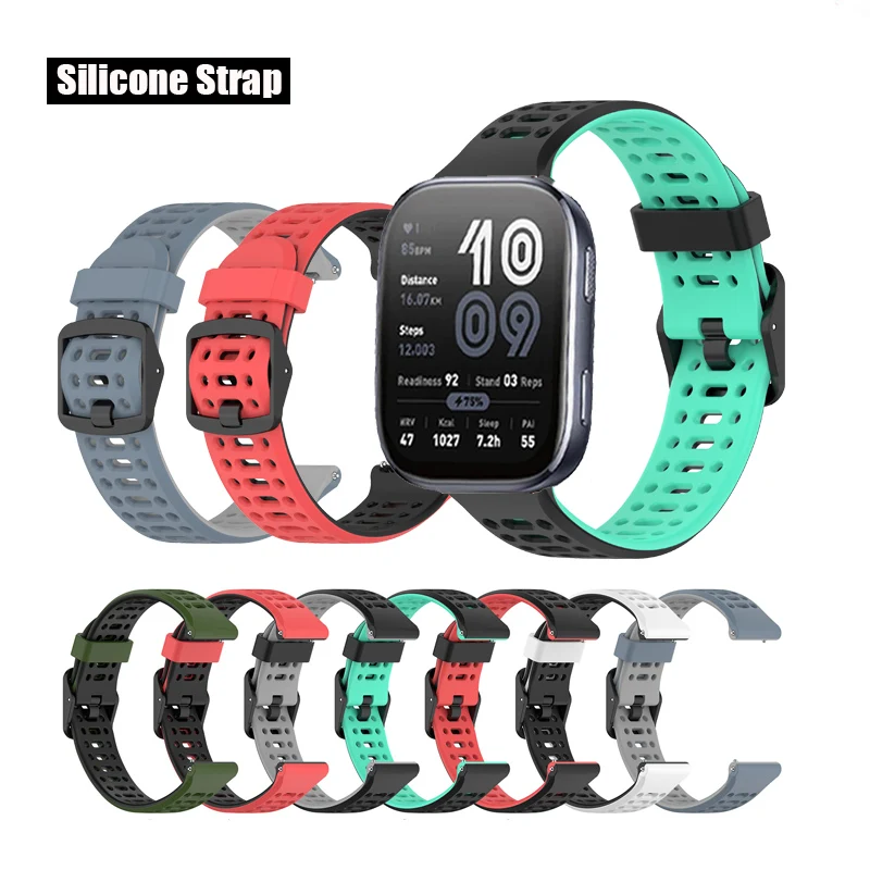 Bracelet en silicone réglable de 20 mm 22 mm pour Huami Amazfit Bip 6 / Bip 5 / Unity / Bip 3 Pro S U Lite
