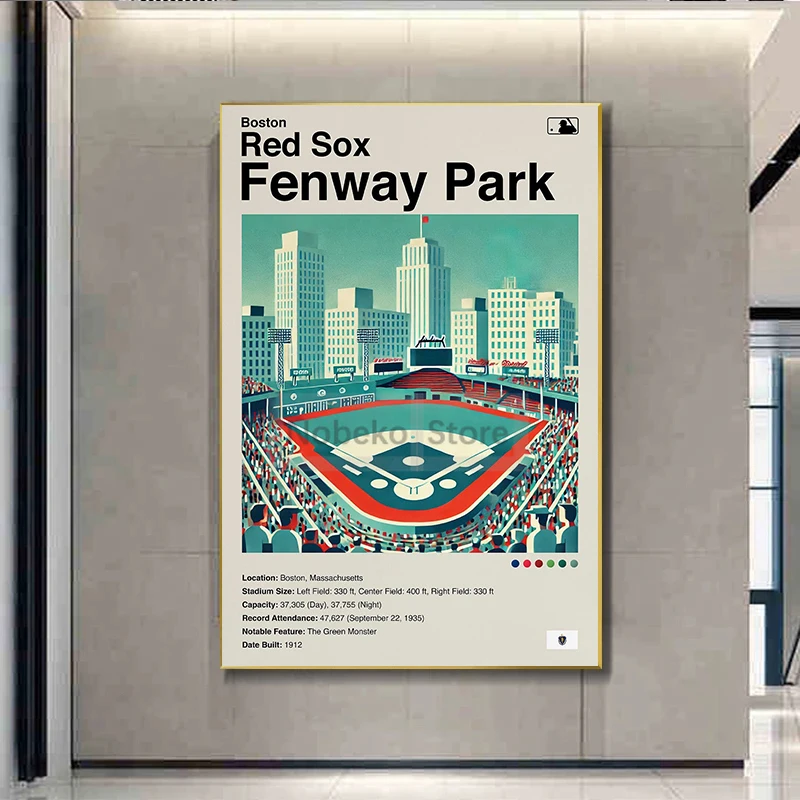 Mid Century Modern MLB Baseball Stadium Poster Retro Minimalist Prints Canvas Painting Wall Art Pictures Home Room Decoration