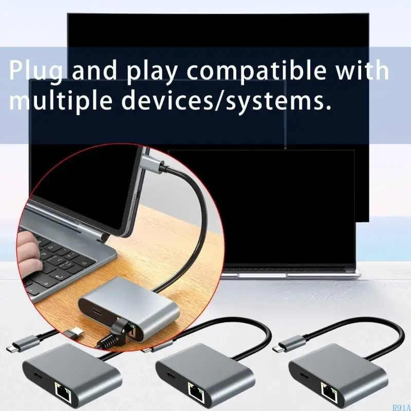 R91A نوع C إلى محول Ethernet LAN محول RJ45 للوصول السريع للإنترنت