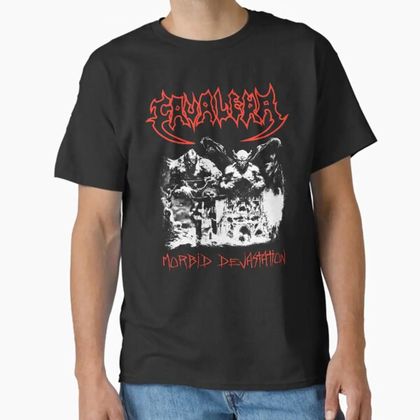 CAVALERA MORBID DEVASTATION Classic T Shirt vintage Washed Versatile Stylish streetwear graphic Comfortable Soft Stretched