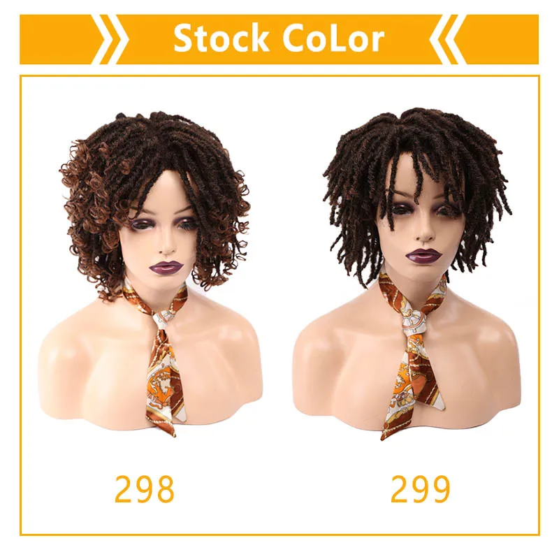 Amir Short Dreadlock Wig Synthetic Soft Faux Locs Wigs Braiding Twist Hair Wigs For Women/Men Black Brown Wig