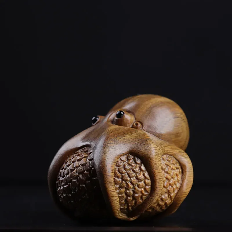 

Натуральный зеленый сандал 5 см, деревянная скульптура, скульптура животного, коллекция осьминога, офисное украшение, богатый домашний декор