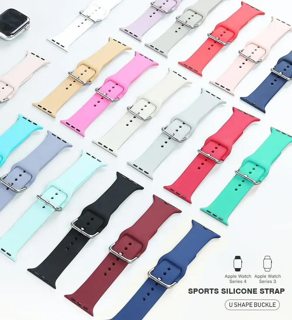 Silicone Strap For Apple Watch Band Ultra 49mm 41mm 45mm 38 42mm 40 41mm Smart Watchband Bracelet For iWatch Series 9 8 7 6 5 Se