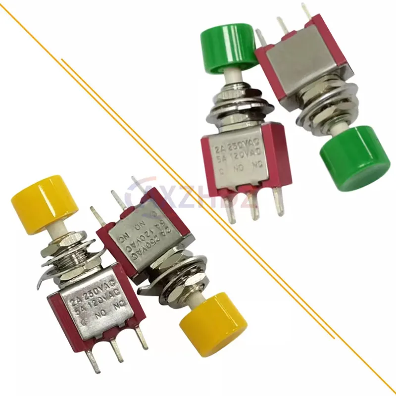 5PCS PS-102 3Pin C-NO-NC 6MM Mini Momentary Automatic Return Push Button Switch ON-ON 2A 250V AC 5A 120V AC DS-612 MTS-102M