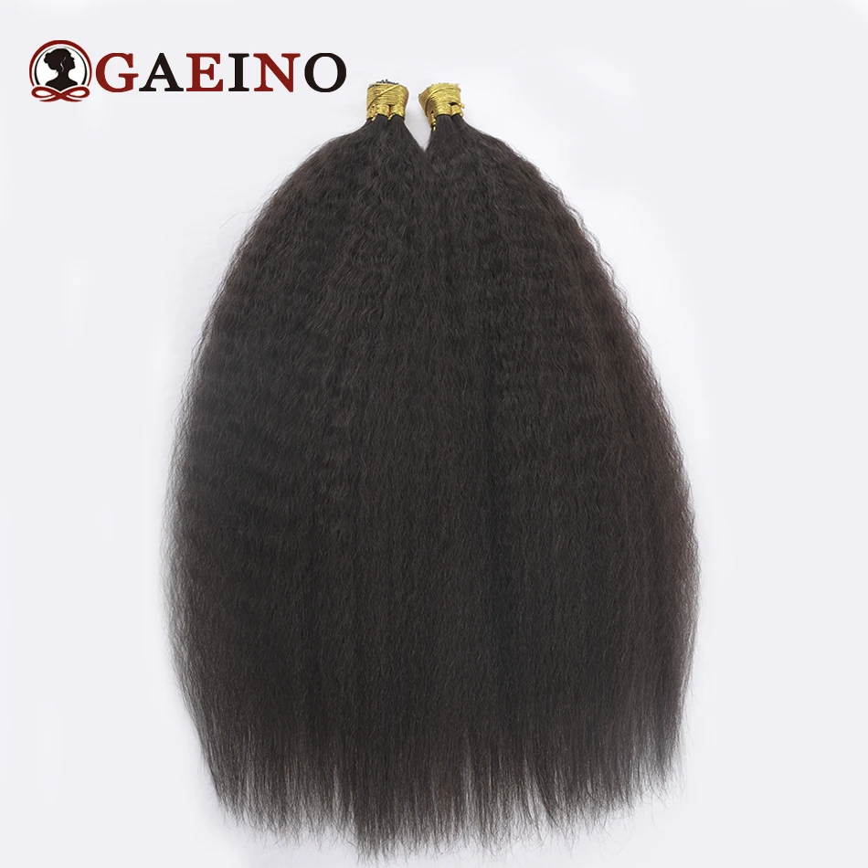 Kinky extensões de cabelo reto para mulheres, cabelo real, cápsula de queratina preta natural, pré ligado fusão humana, eu dica