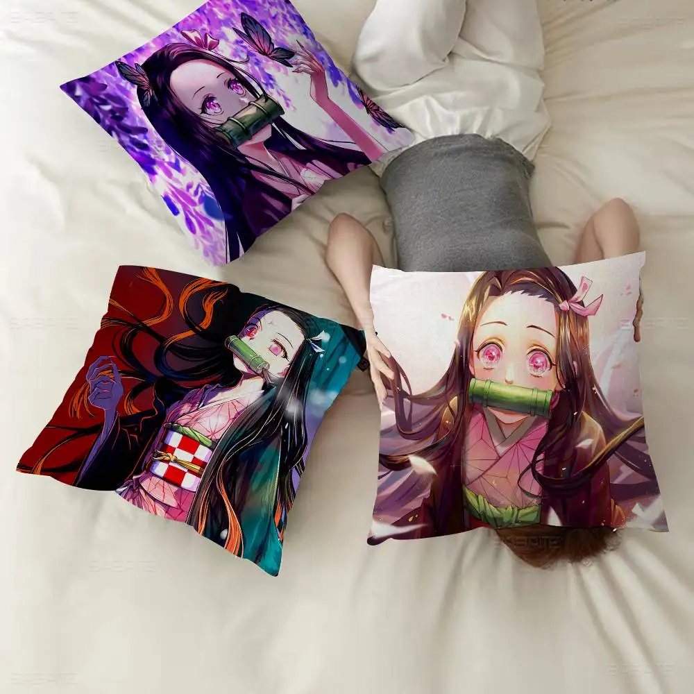 

Japan Nezuko Kamado Pillow Anime Pillow Sofa Bed Head Pillow Cover Cushion Cover 45x45 cm Fashion