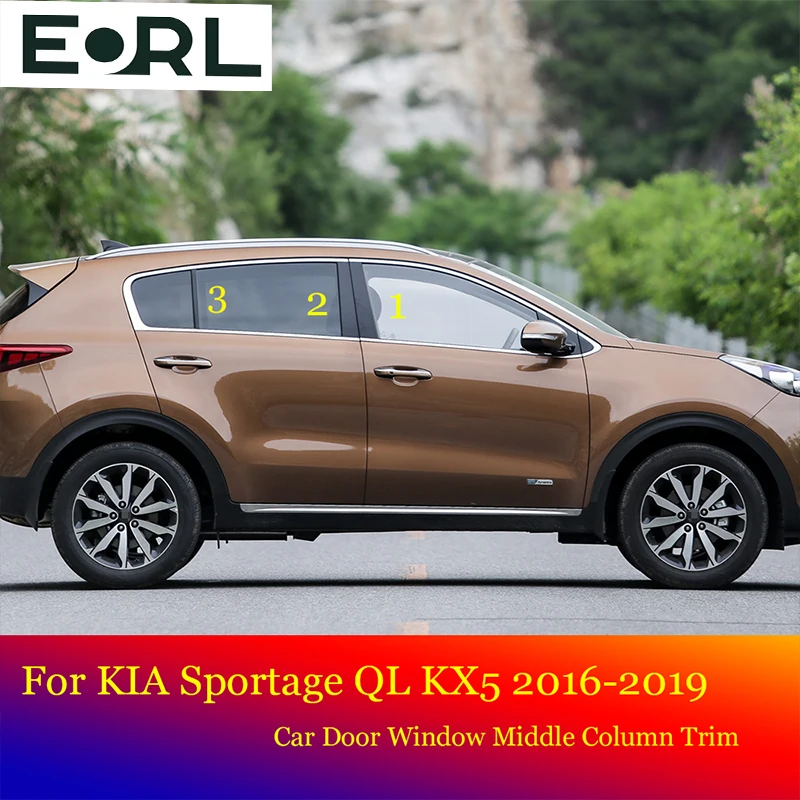 

For KIA Sportage QL KX5 2016 2017 2018 2019 Car Black Mirror Middle Column PC Window Trim B C Pillar Strip Sticker Accessories