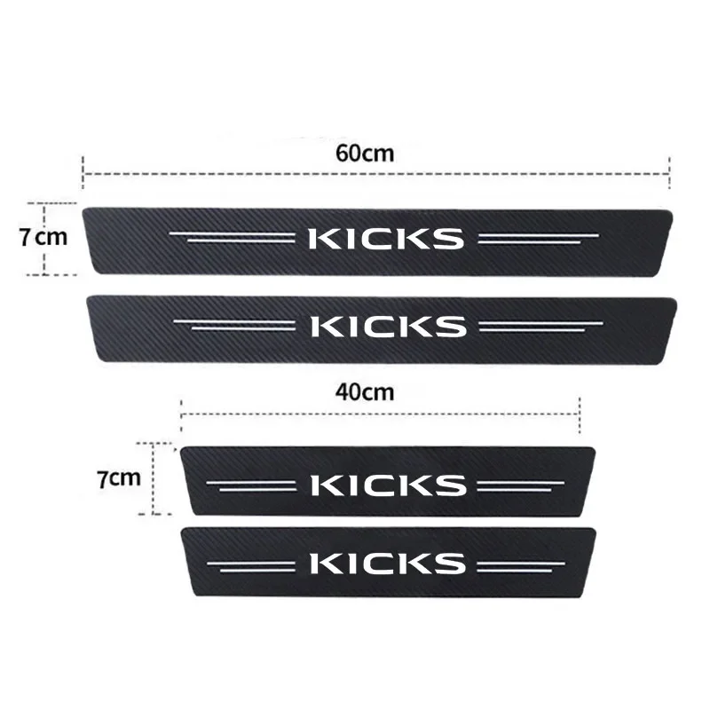 Carbon Fiber Car Door Sill Anti Scratch Protective Film Accessories for Nissan Kicks Logo Auto Threshold Decoration Stickers