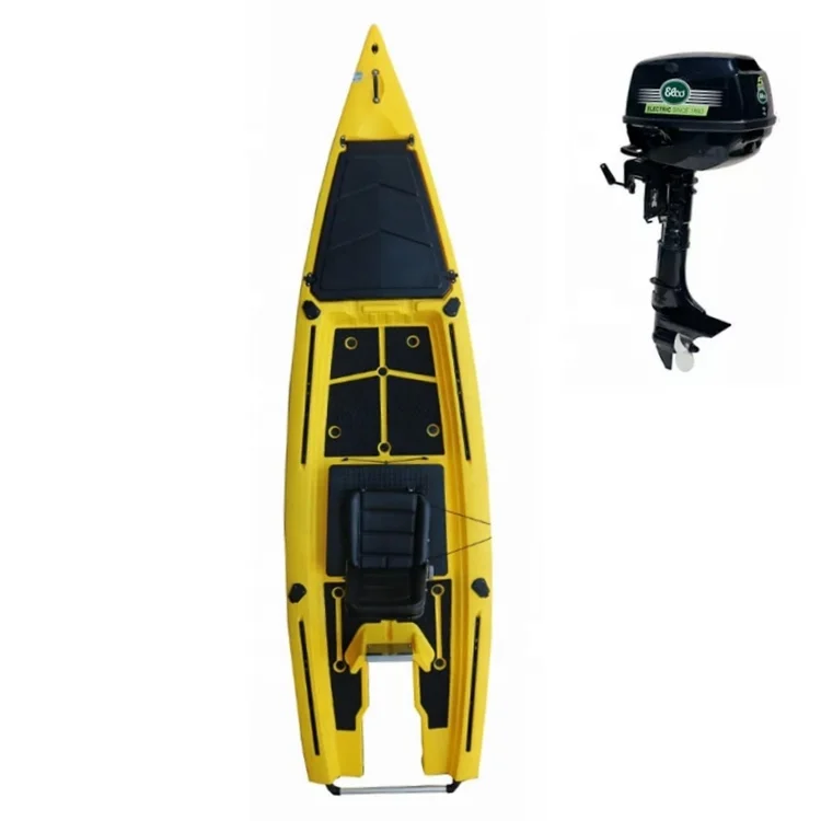 Vicking 12.7FT New Design,Electric Outboard 5.8P Motor Kayak,Solo skiff boats fishing canoe/kayak motorized kajak Fun Hit Water