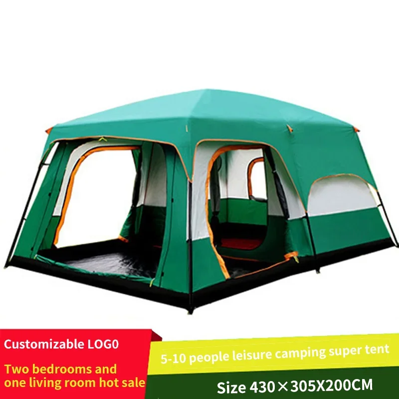 2 Rooms 1 Living Room Waterproof Extra Large Space Portable Family Outdoor Camping Tent