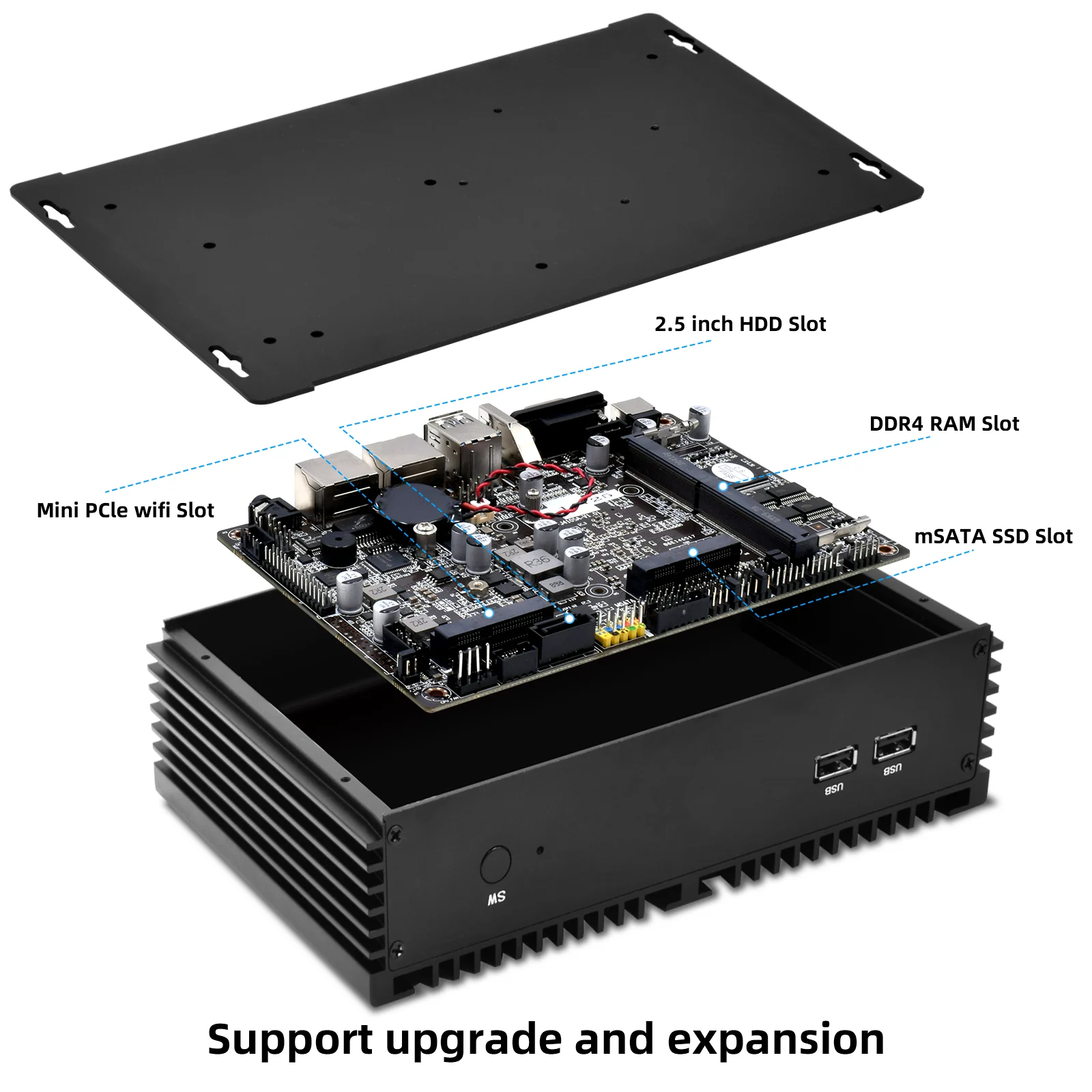 HYSTOU Dual Lan Mini PC อุตสาหกรรม Intel Core I5 4200U หรือ I7 4500U 2 * DDR3 HDxVGA Dual WiFi2.4G + 5G BT4.2 Windows10 Linux คอมพิวเตอร์