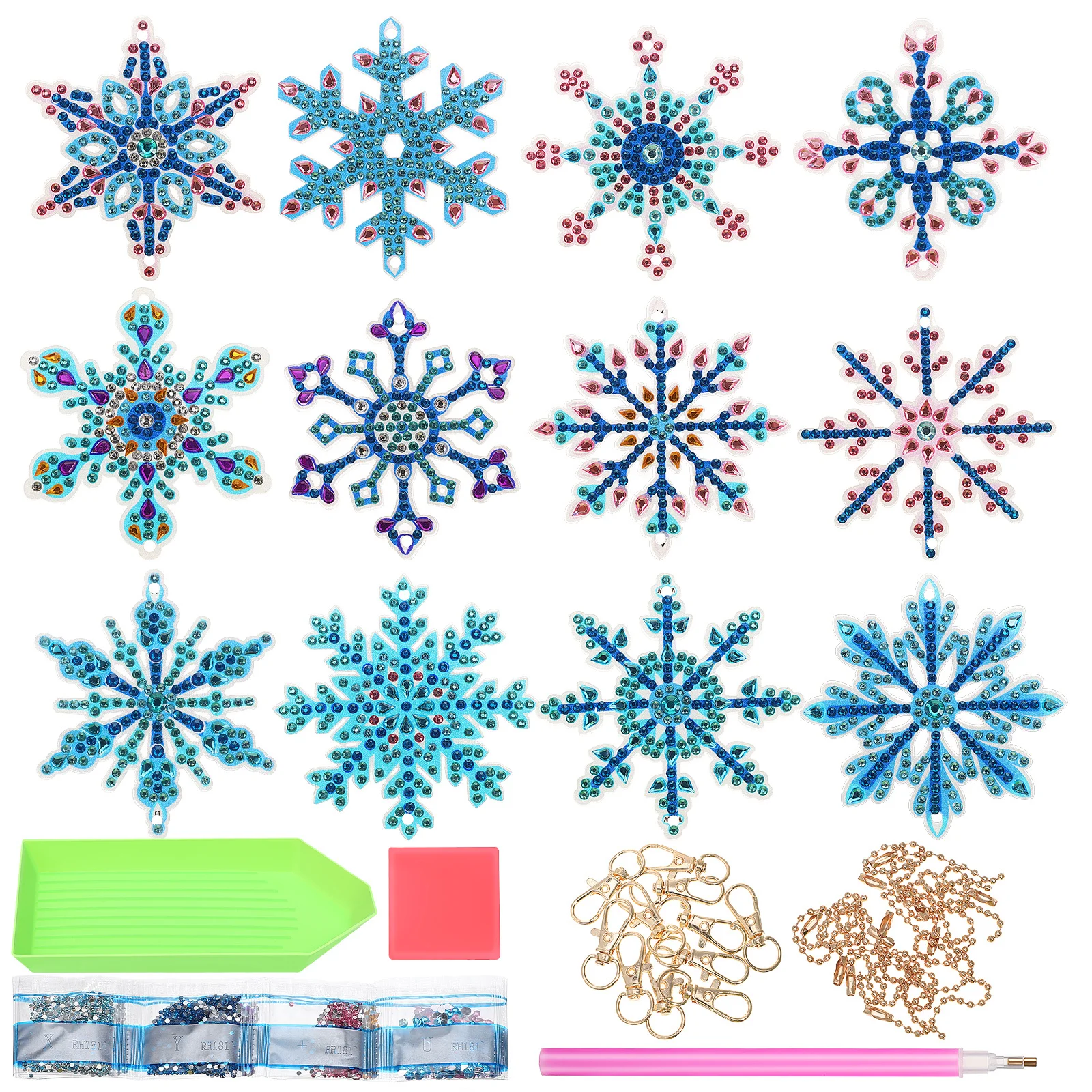 

1 комплект, брелки со снежинками, изысканные декор для сумок для праздничного подарка, зимние поделки для елок, подвески в виде снежинок