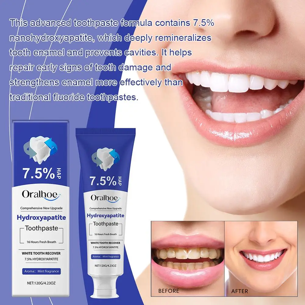 Hydroxyapatite Whitening Toothpaste - Gentle Teeth Removal Toothpaste & Care Stain Breath, Cleaning, Enamel Fresh Z3I6