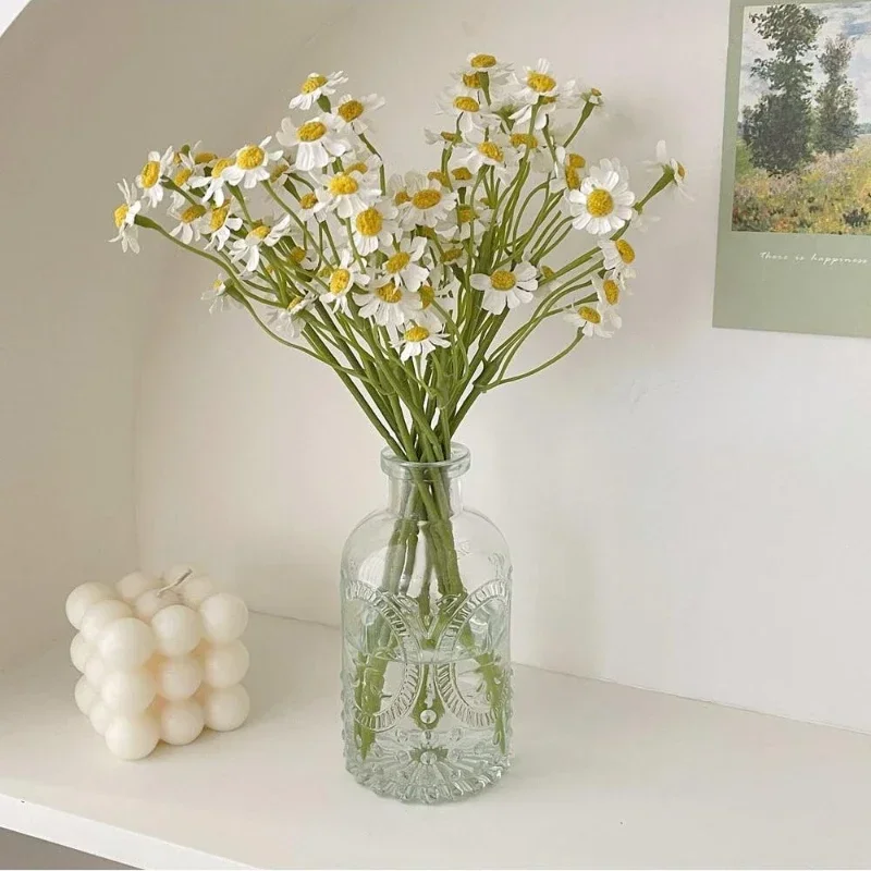 Flores artificiales de Manzanilla, decoración artesanal para boda, fiesta, hogar, jardín, accesorios para fotos, 26cm, blanco, margaritas, paquete de 6 piezas