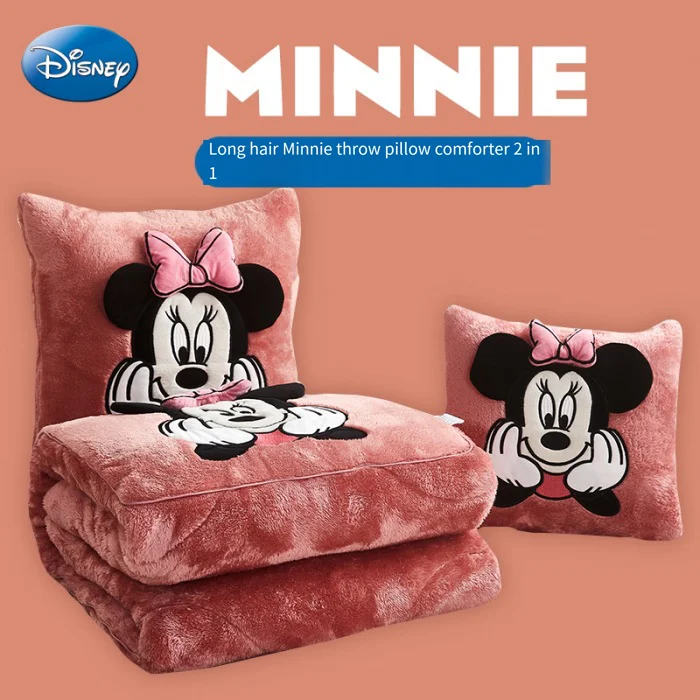 Disney Mickey Minnie's New Double-Sided Polar Velvet Appliquette Embroidered Throw Pillow with Dual-Purpose Car Nap Blanket