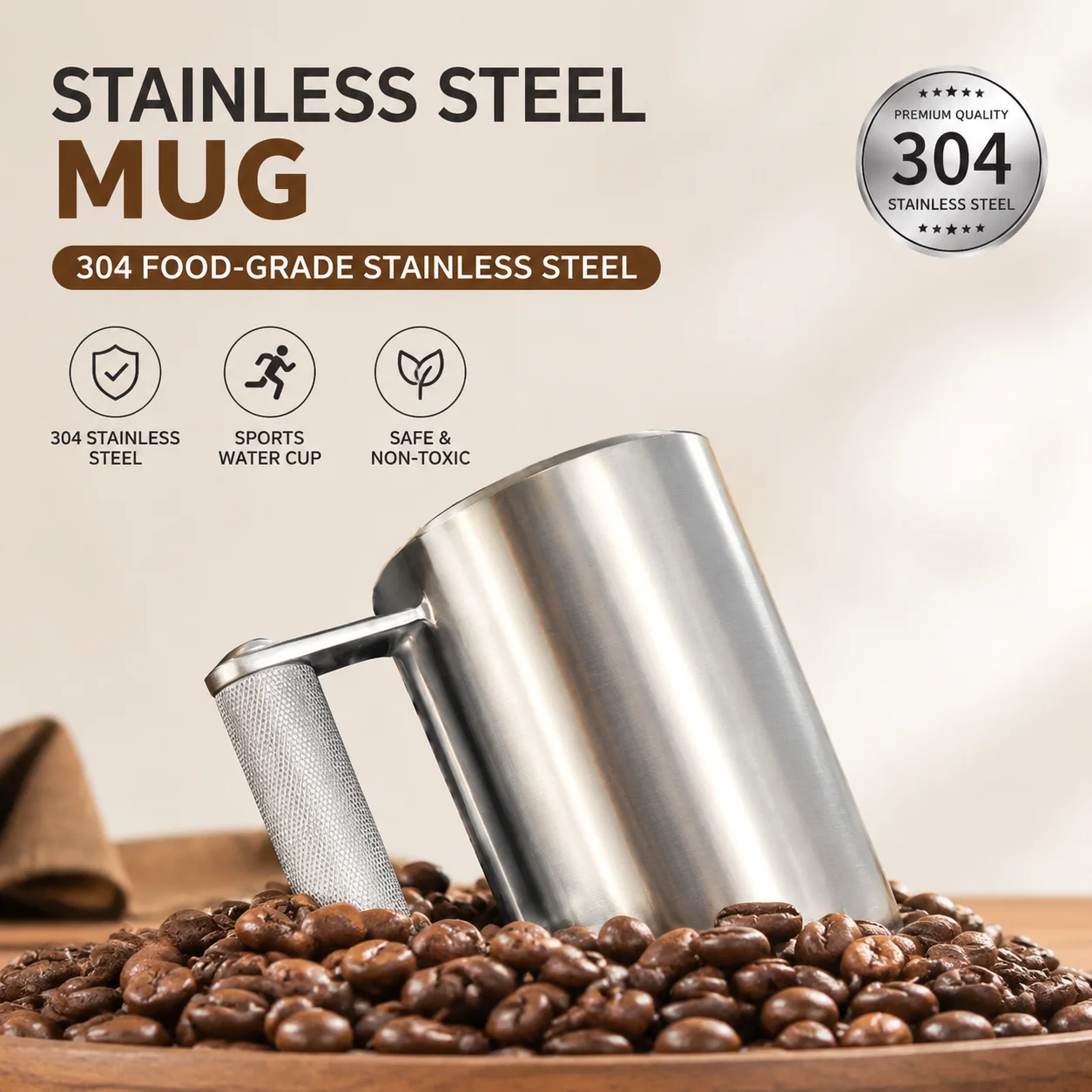 Stainless Steel Water Bottle with Weighted Base – 304 Food-Grade, Fitness & Camping Use