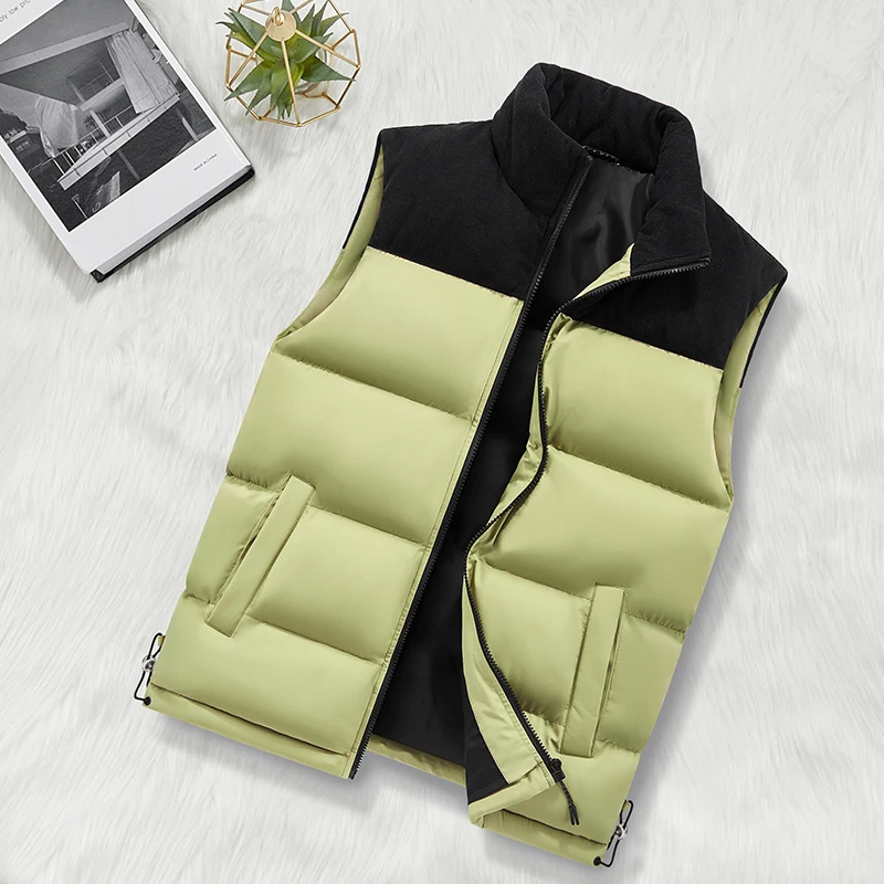 

2026 Men's Outdoor Windproof Sleeveless Jackets Autumn Winter Cotton Padded Vests Coat Men Trendy Thick Warm Patchwork Waistcoat
