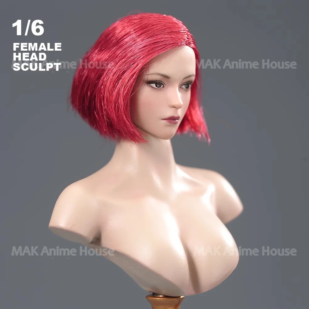 Em estoque VCF-2060 1/6 cabeça esculpida vermelho/branco cabelo curto cyberpunk cabeça modelo caber 12 polegadas soldado feminino figura de ação corpo