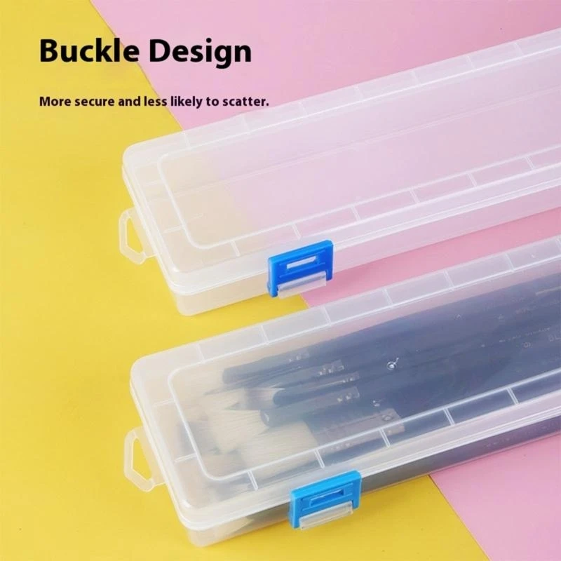 Portable Plastic Storage Box For 13Inch Brushes Makeup Stationery