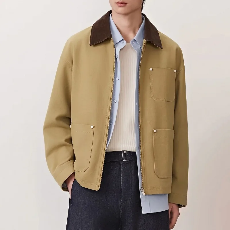 Korean Autumn Windbreaker Jacket for Men Loose Casual Business Short Coats Windproof Outdoor Social Office Coat Man Streetwear
