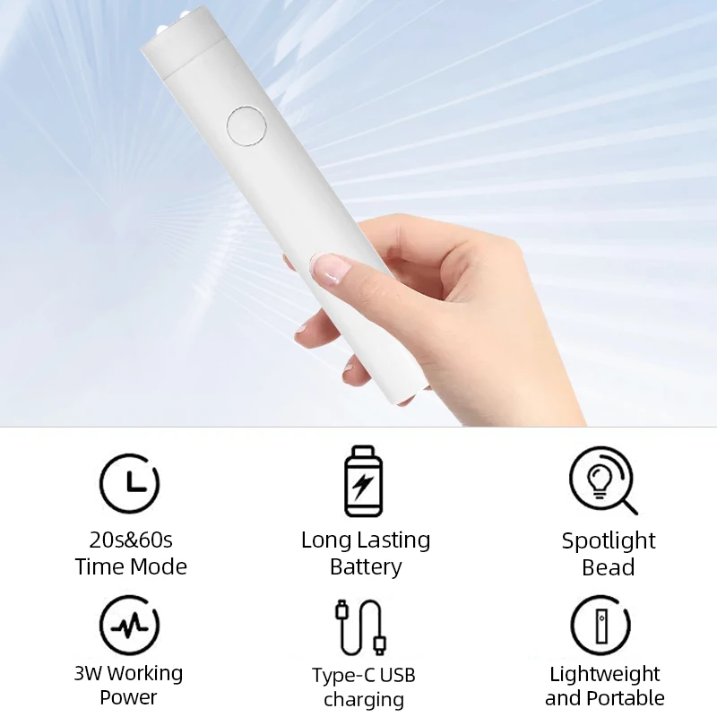 Mini Flashlight Nail Lamp UV LED Professional Portable Gel Lamp For Curing All Nail Gels Rechargeable Nail Art Tools Gel Lamp