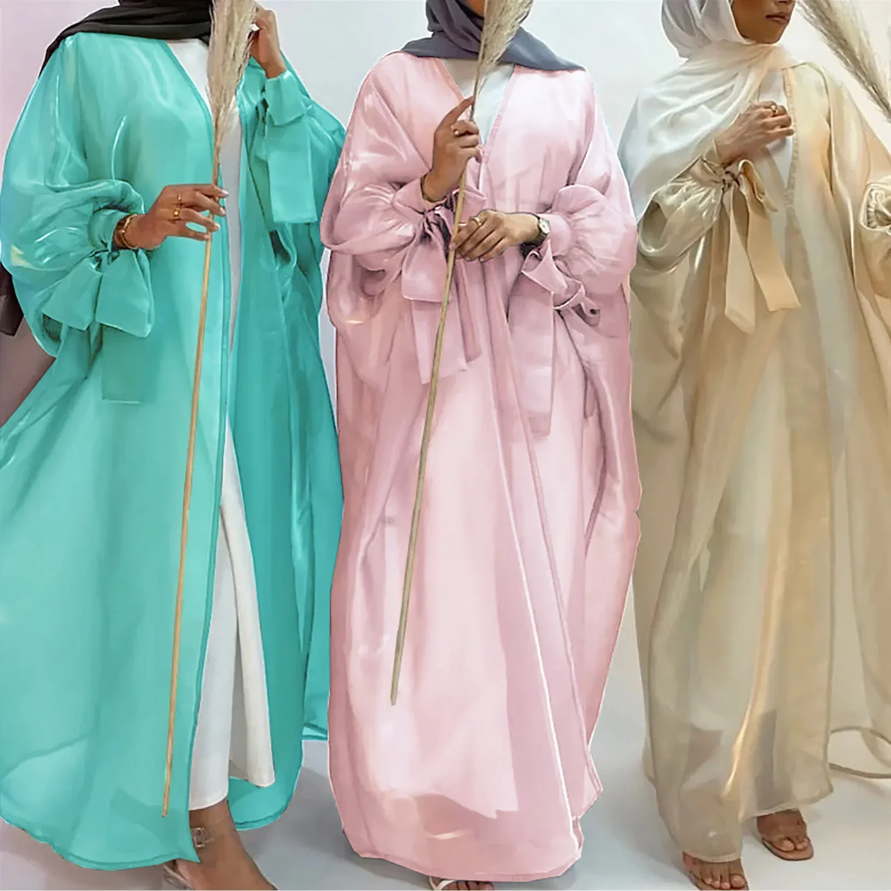 

Chiffon Open Abaya Ramadan Eid Mubarak Kimono Dubai Turkey Arabian Cardigan Muslim Dress Abayas for Women Robe Femme Caftan 2023