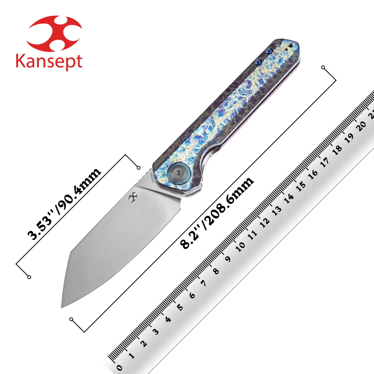 

Kansept Bulldoze K1028A5 3.56'' Reverse Tanto Stonewashed CPM 20CV + Titanium with Lightning Strike Flipper Folding Knife edc