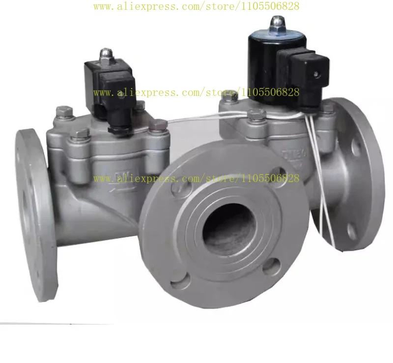 Two-position three-way solenoid valve DN50 pilot piston type, stainless steel 220v two-position three-way solenoid valve