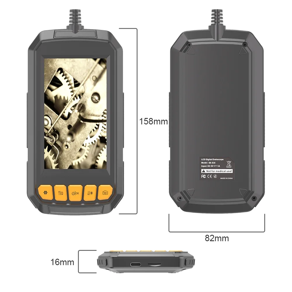 

-for Portable Inspection Borescope 8mm 1080P IP67 Waterproof Pipeline Endoscope Camera with 4.3 Inch Screen Hardwire 2meters