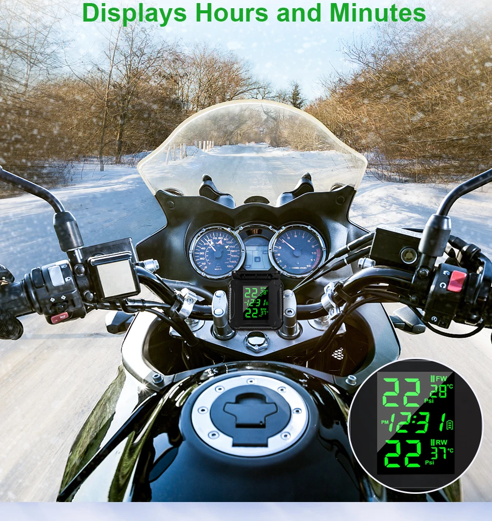 Solar Lade TPMS Motorrad Reifendruck Sensoren Motorrad Reifendruck Überwachung System Reifen Temperatur Alarm System – Detail 22