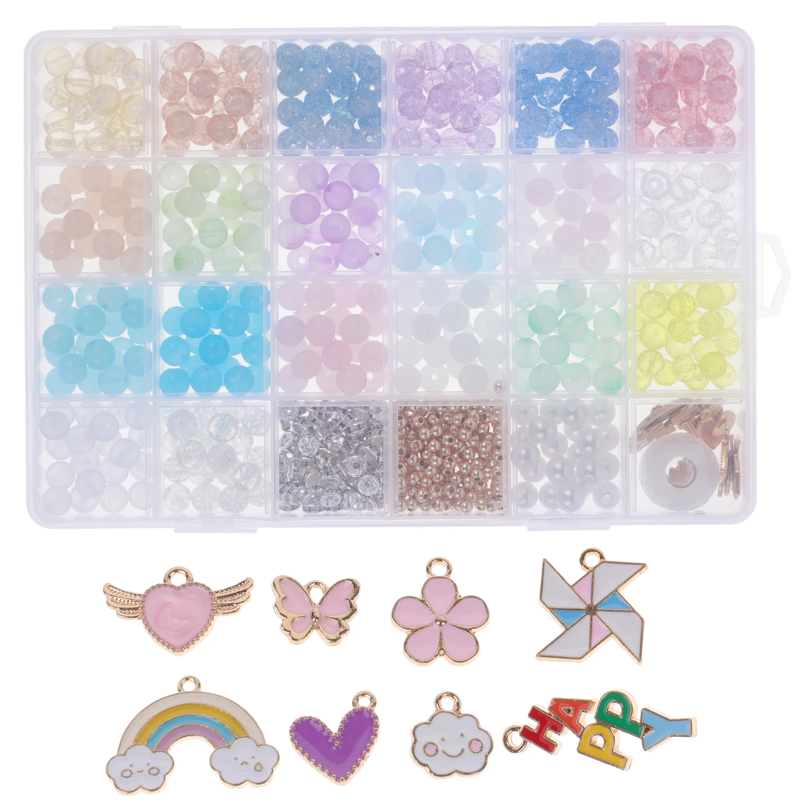 

670Pcs DIY Glass Beads Craft Materials Package for Jewelry Making Spacer Beads Bracelet Necklace Accessories Beading