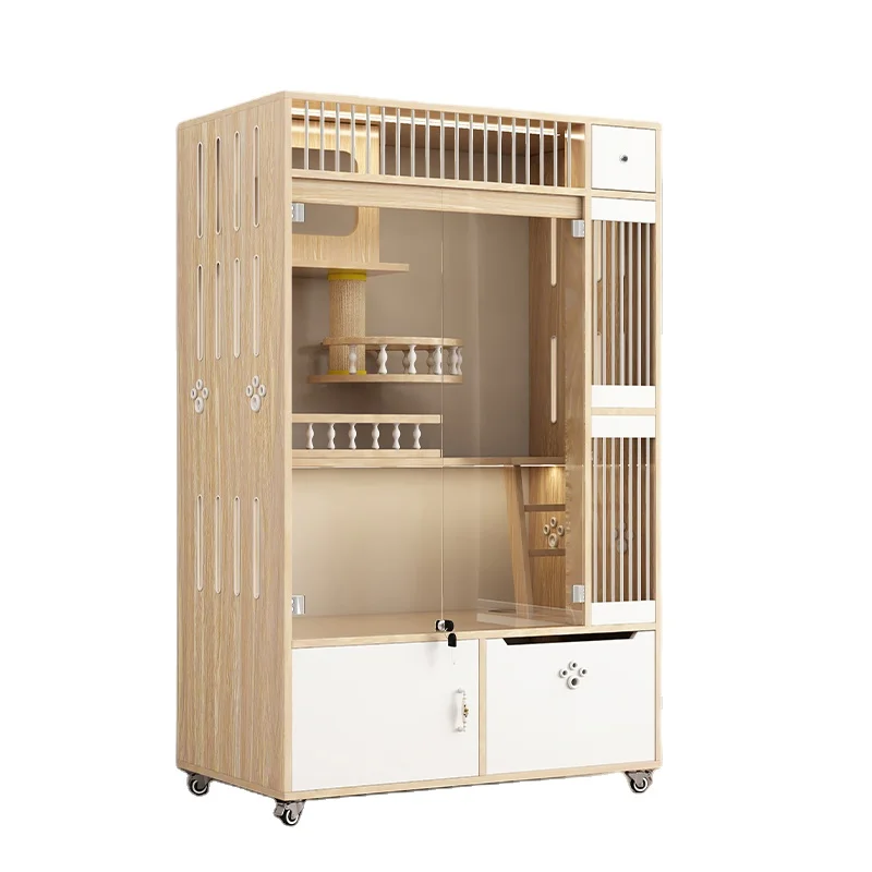 

cat fancy cage Large space wooden cat dog walk in cages commercial pet cat cages