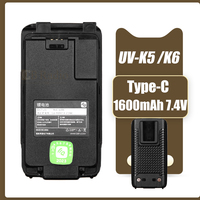 Walkie Talkie QuanSheng UV-K6 UV-K5(8) Battery Can Type C USB Charger Two Way CB Radio 7.2V 1600mAh Li-ion Battery for Radio