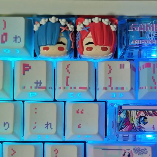 Ram Rem Emilia Witch Anime Resin Personalized Mechanical Keyboard Single Customized Cute Keyboard Cap Cross Axis Keyca