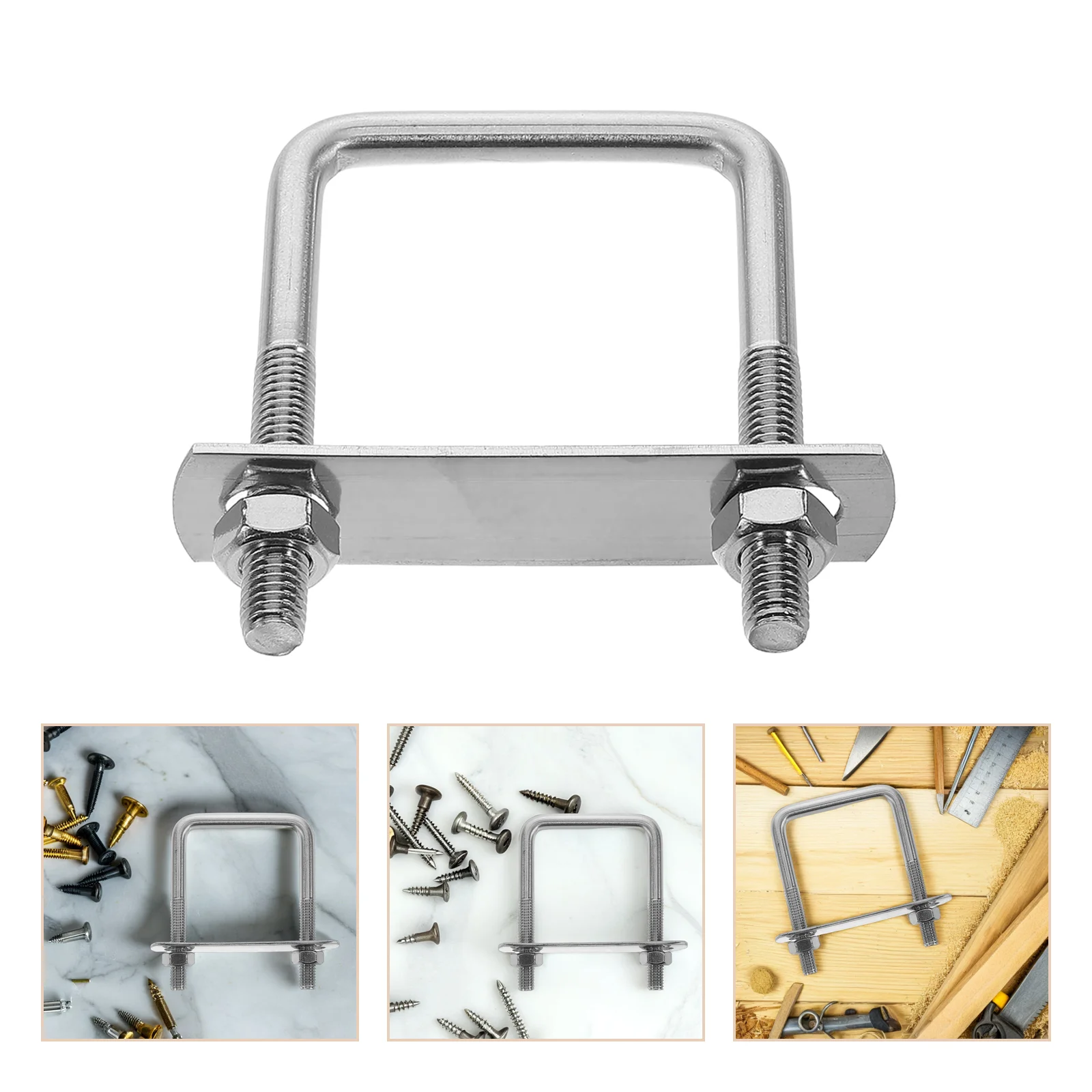 

4pcs U-Shaped Screw Clamp Stainless Steel U-Shaped Square Clamp U-Shaped Bolt for Camper Trailer Marine Boat Fastening