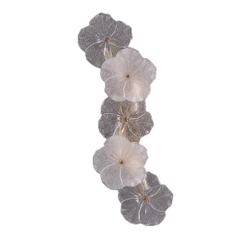 

French light luxury wall lamp living room background wall decorative lamp modern simple glass flower entrance wall hanging lamp