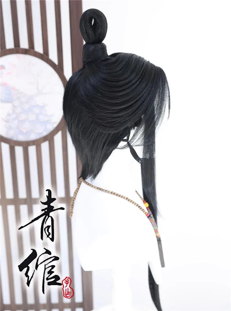 Estilo zhangzhao cos peruca cinzas do reino antigo hanfu masculino feminino cabelo cosplay perucas + peruca boné