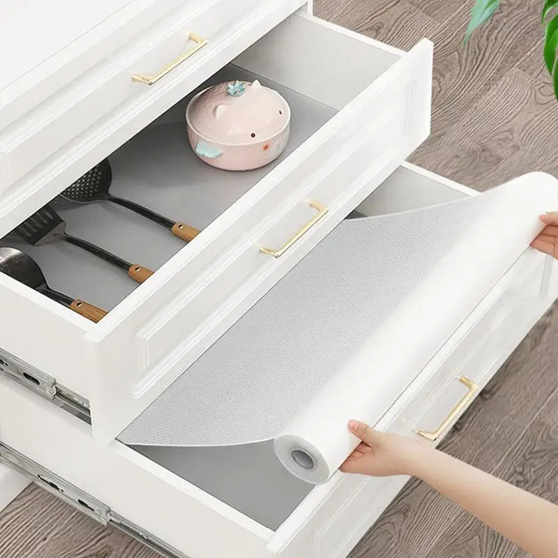 Kitchen Liner Cupboard Mat Waterproof & Oil Proof Cabinet Liner Non Adhesive EVA Drawer Mats Non-slip Easy Install Shelf Liners