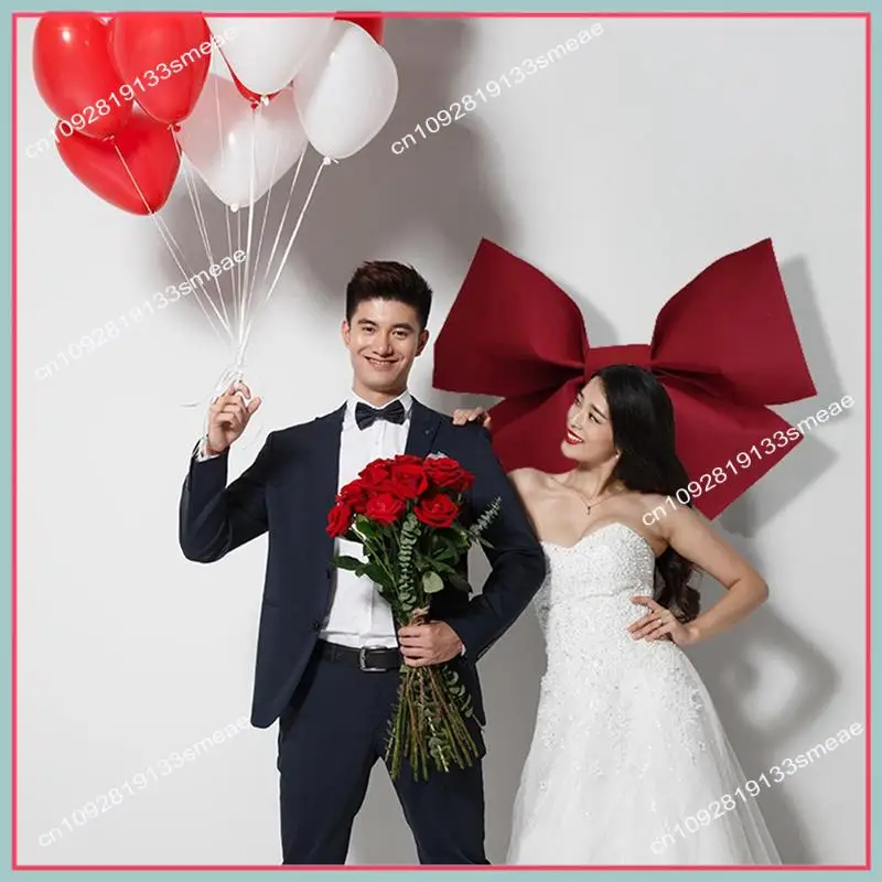 N94R Decoration Big Bow Shop Display Wedding Arch Decor Birthday Party Prop Festivity Occasion DIY Red Parts S B