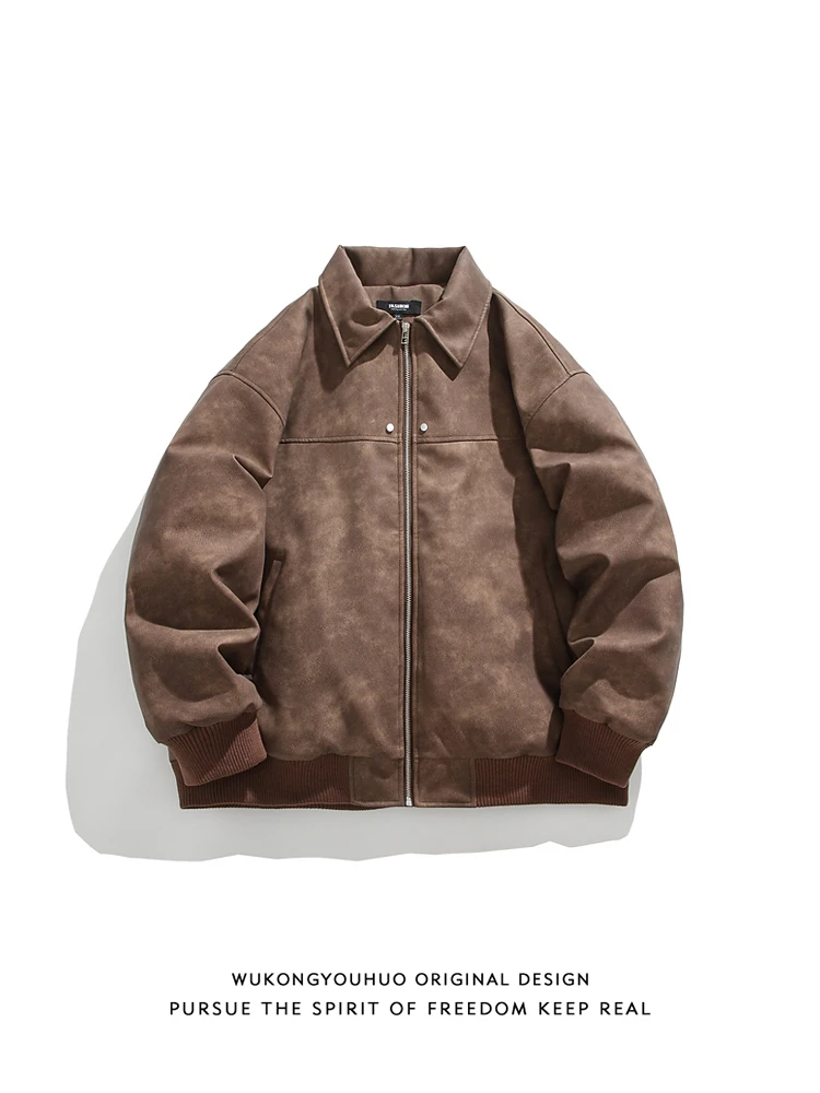 

Мужская теплая куртка из хлопка с замшевой текстурой, воротник-стойка, молодежный стиль, свободный крой, зимняя, ретро, цветная