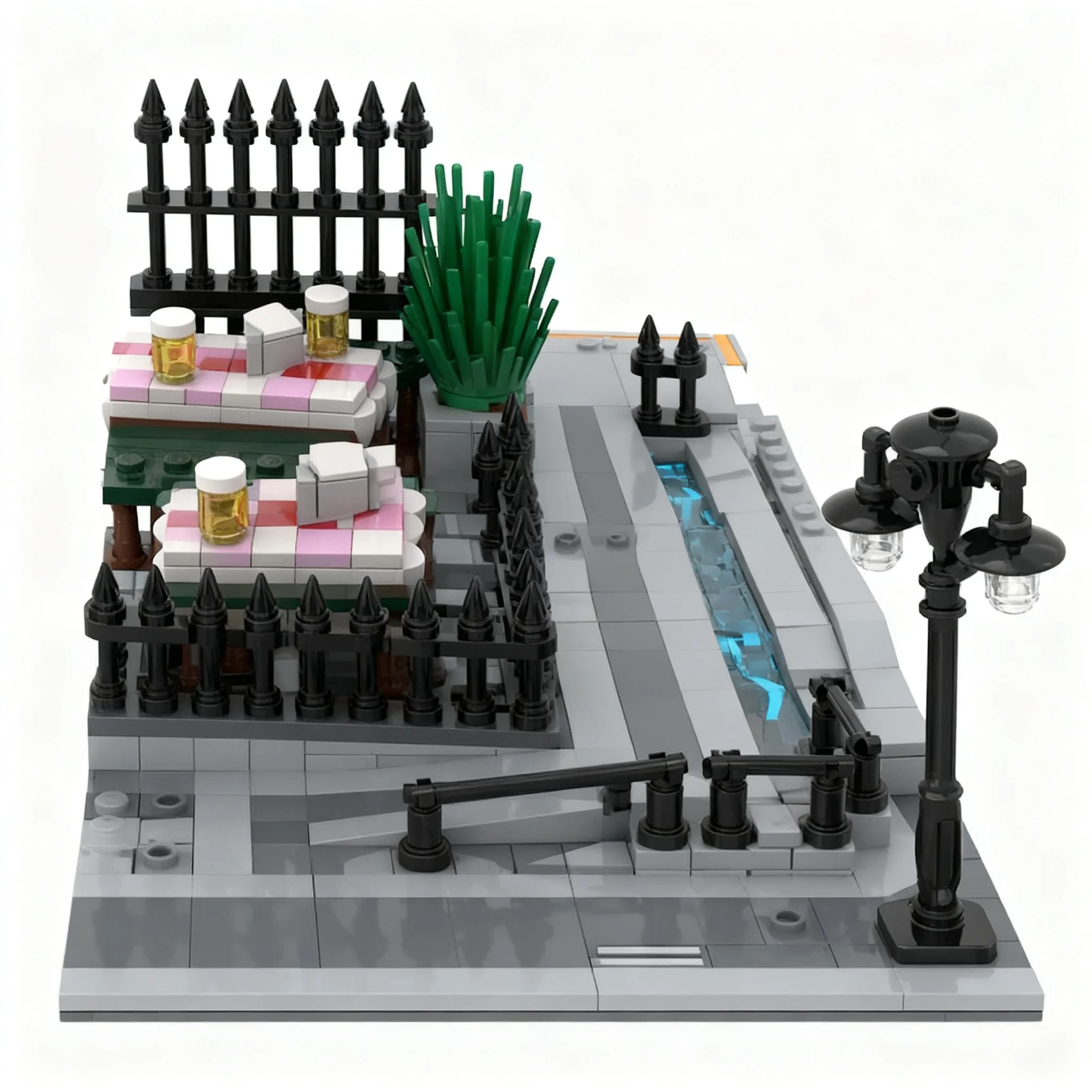 533pcs MOC BrickLink Designer Program Brick Cross extension Beer garden and wheel Model Building Blocks Christmas Gift Art Craft